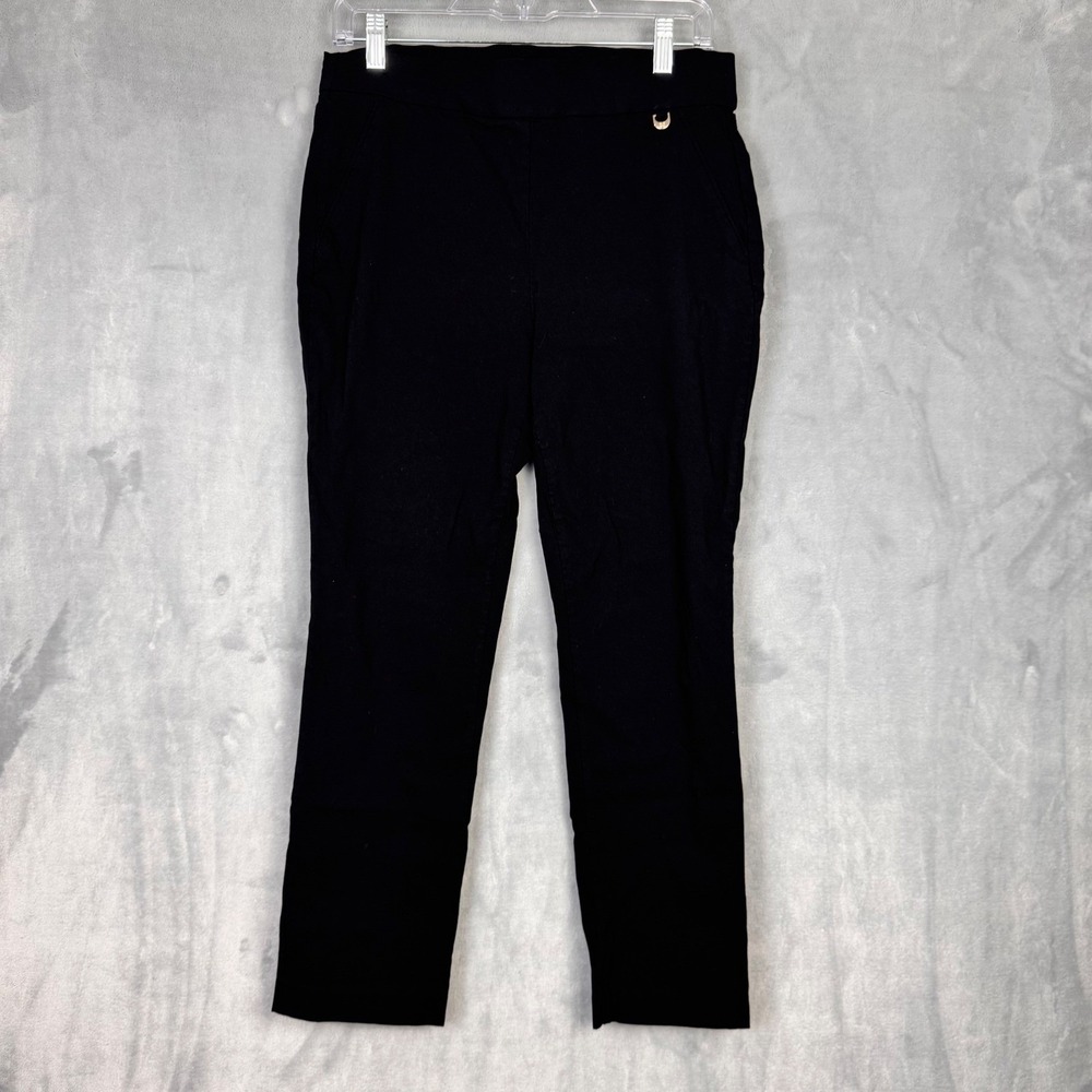 Rafaella Dress Pants Women 10 Black Pull On Stretch Ankle Straight Leg Office